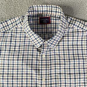 Untuckit Seyval Shirt Mens Large Blue Pink Plaid Button Wrinkle Free Long Sleeve